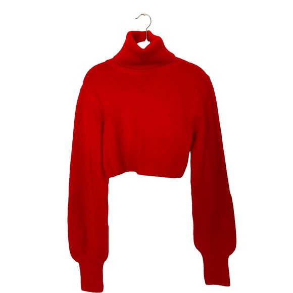 Olivia Jade x Princess Polly Women’s Cropped Red Turtle Neck Sweater  Size:  4 - Picture 3 of 11